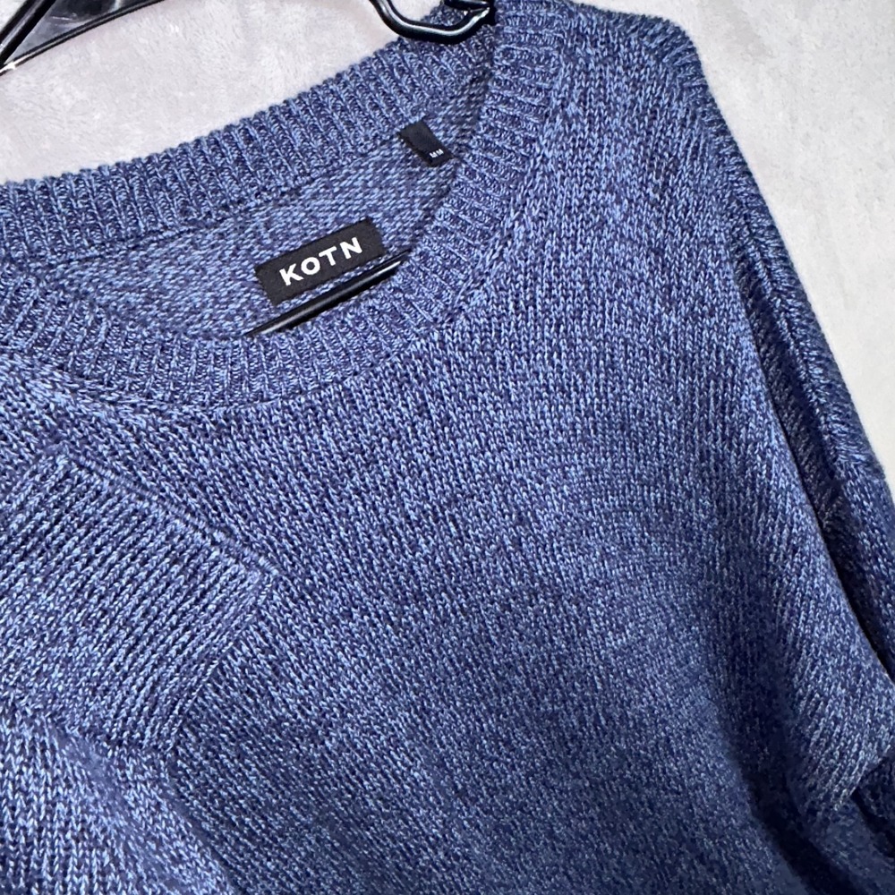KOTN Hamatah Sweater mens US Size M  Blue Lotus Melange 100% Egyptian Cotton